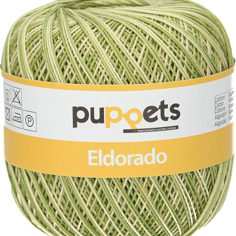 Fil à Crochet Puppets Eldorado - 100% Coton Mercerisé - Pelote 100g / 570m - Force 12 - Couleur Unie