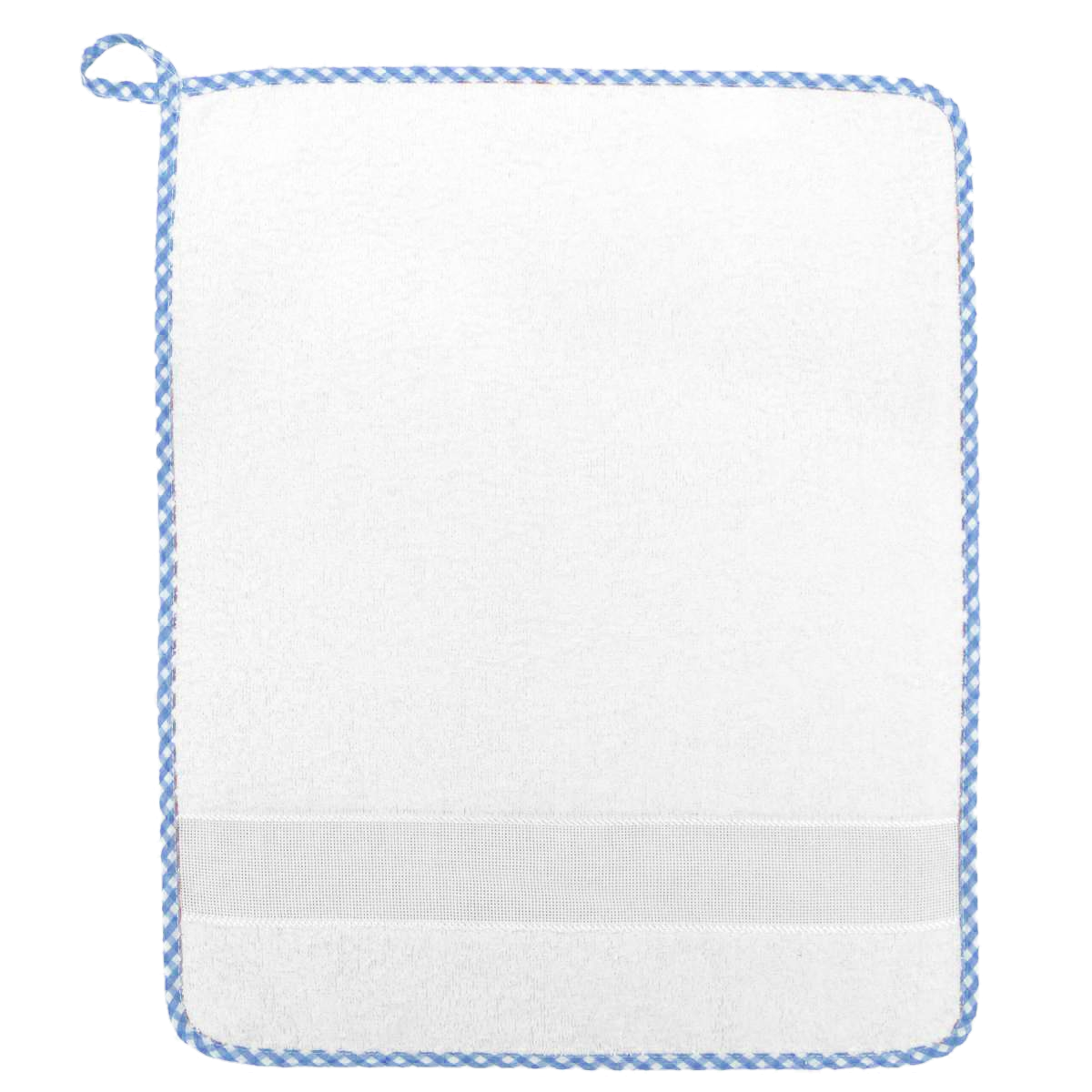 Asciugamani Asilo Personalizzabile in spugna puro cotone con fascia di tela AIDA ricamabile azzurro Emporionecchi nome personalizzato